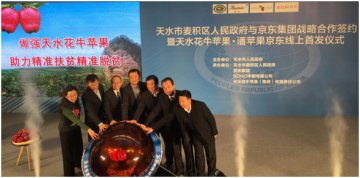 京东与天水市麦积区政府签约 潘苹果·花牛9粒装独家授权首发