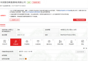 华润雪花啤酒超标排污被罚